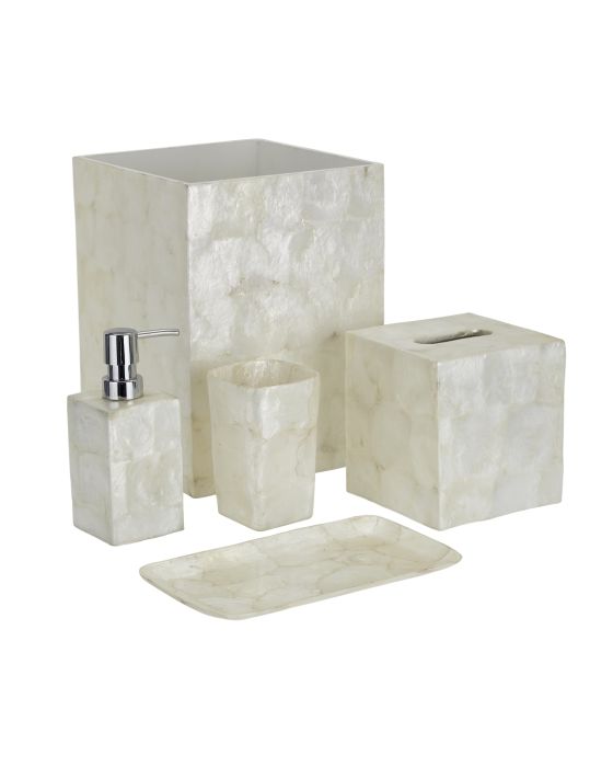 Five pc Capiz Shell Bathroom Set Ivory